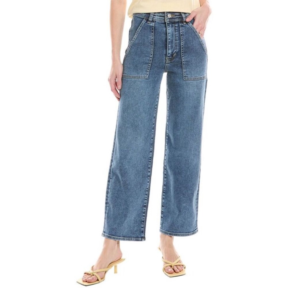 Frame Trapunto Wide Straight Leg Jean Rowley Clean Blue 27
